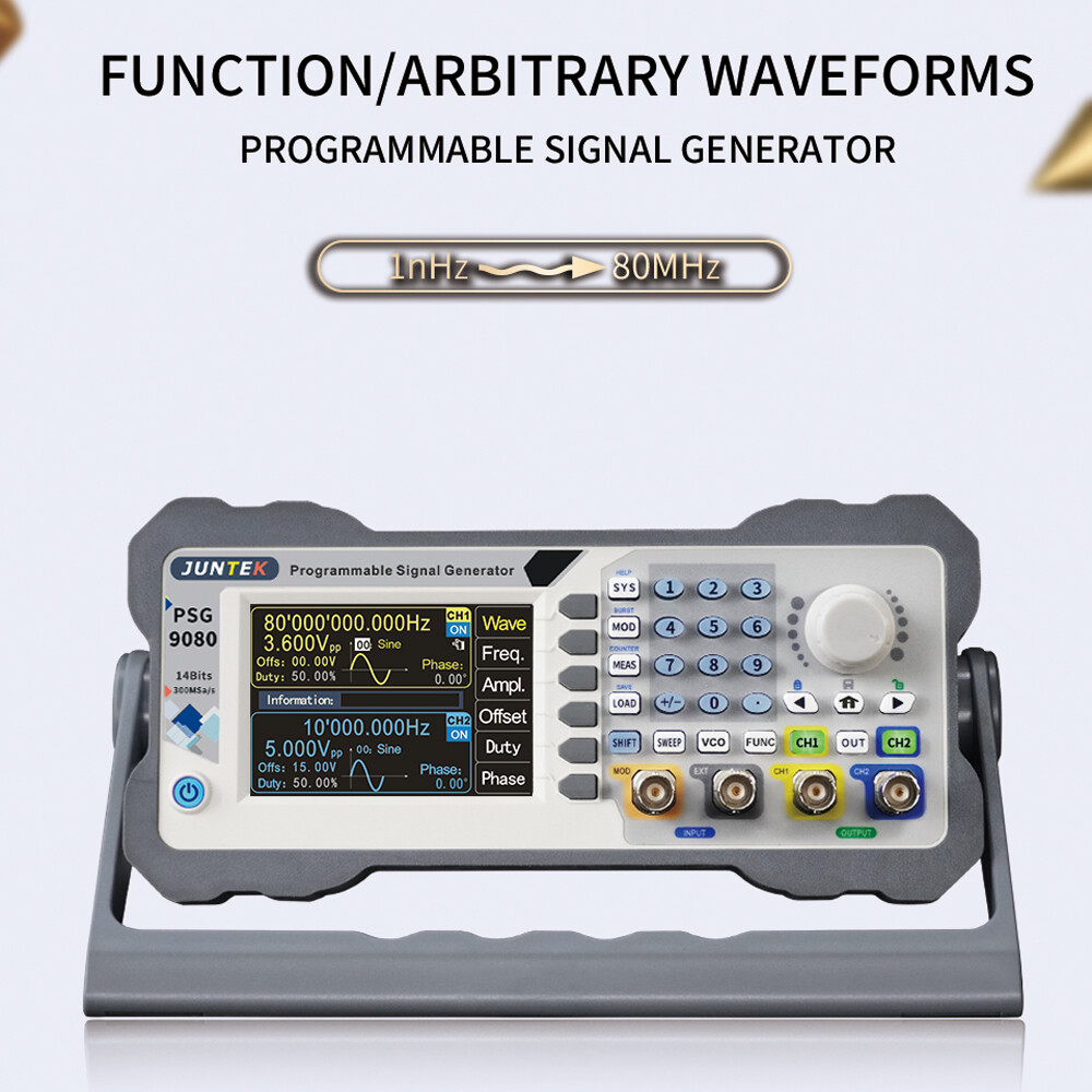JUNTEK PSG9080 programmable DDS function Aribitrary Waveform Generator 2CH 80Mhz