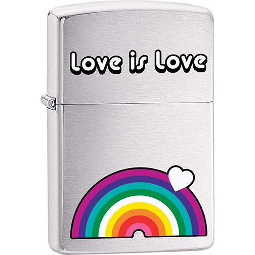 Zippo Windproof Metal Design Fire Lighter - "Love Is Love" Rainbow