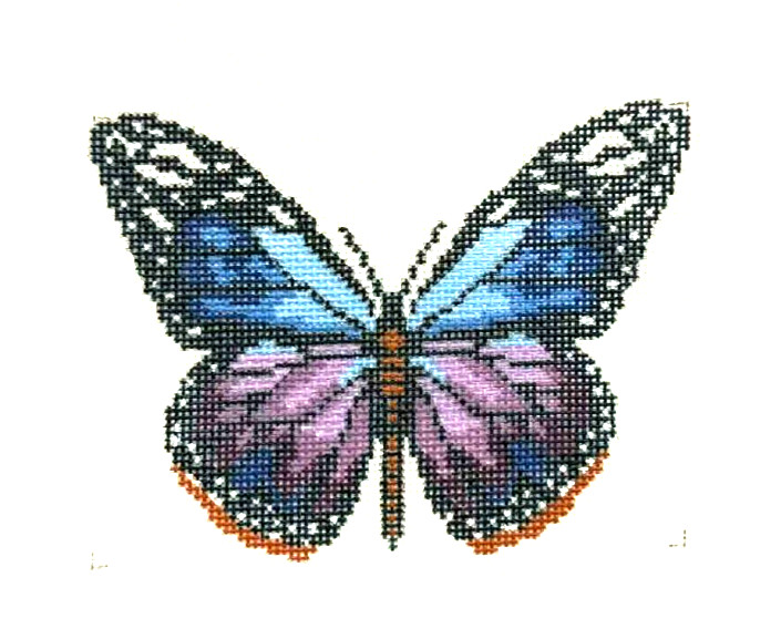 Initial K Purple Monach Medium Butterfly Handpainted Needlepoint Canvas