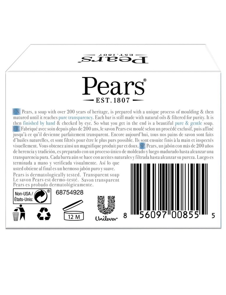 Pears Transparent Soap with Mint Extract 3 Pack Pure & Gentle Bar Soap 4.4oz