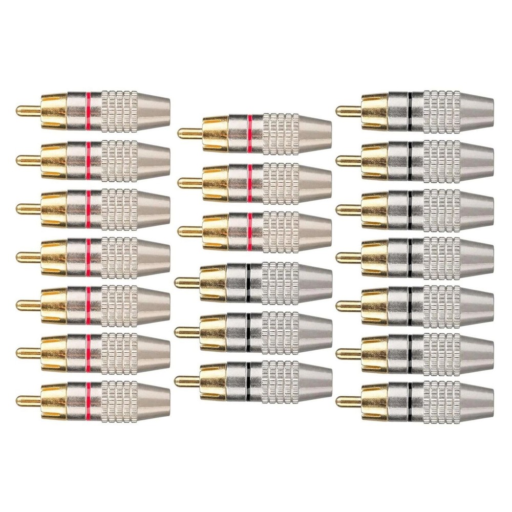 20 x RCA Male Adapter Plug With Color-Coded for Easy Polarity Identification