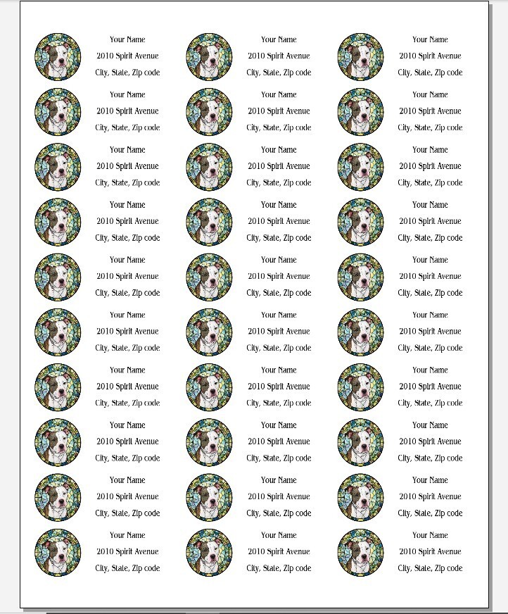 150 Pitbull Terrier Stained glass Mailing Return Address Labels Personalized