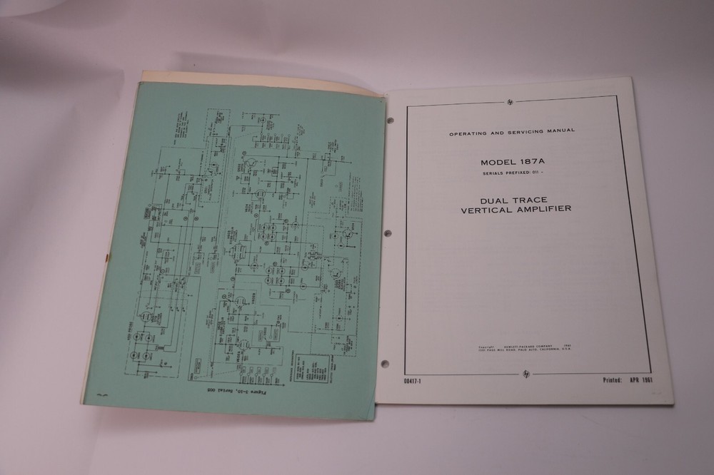 HP Dual Trace Vertical Amplifier 187A OPERATING & SERVICE MANUAL