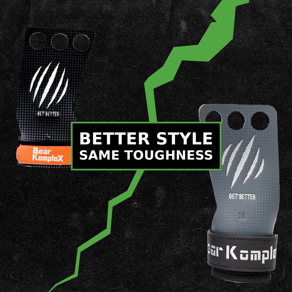 Bear KompleX - Cross Training Grips, Pull Up Hand Large, Grey & Orange