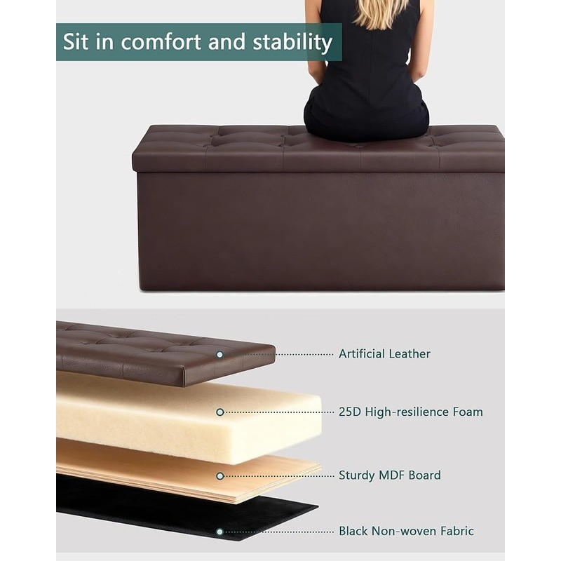 Folding Storage Ottoman Multifunctional Footrest Coffee Table W/ Hidden Storage