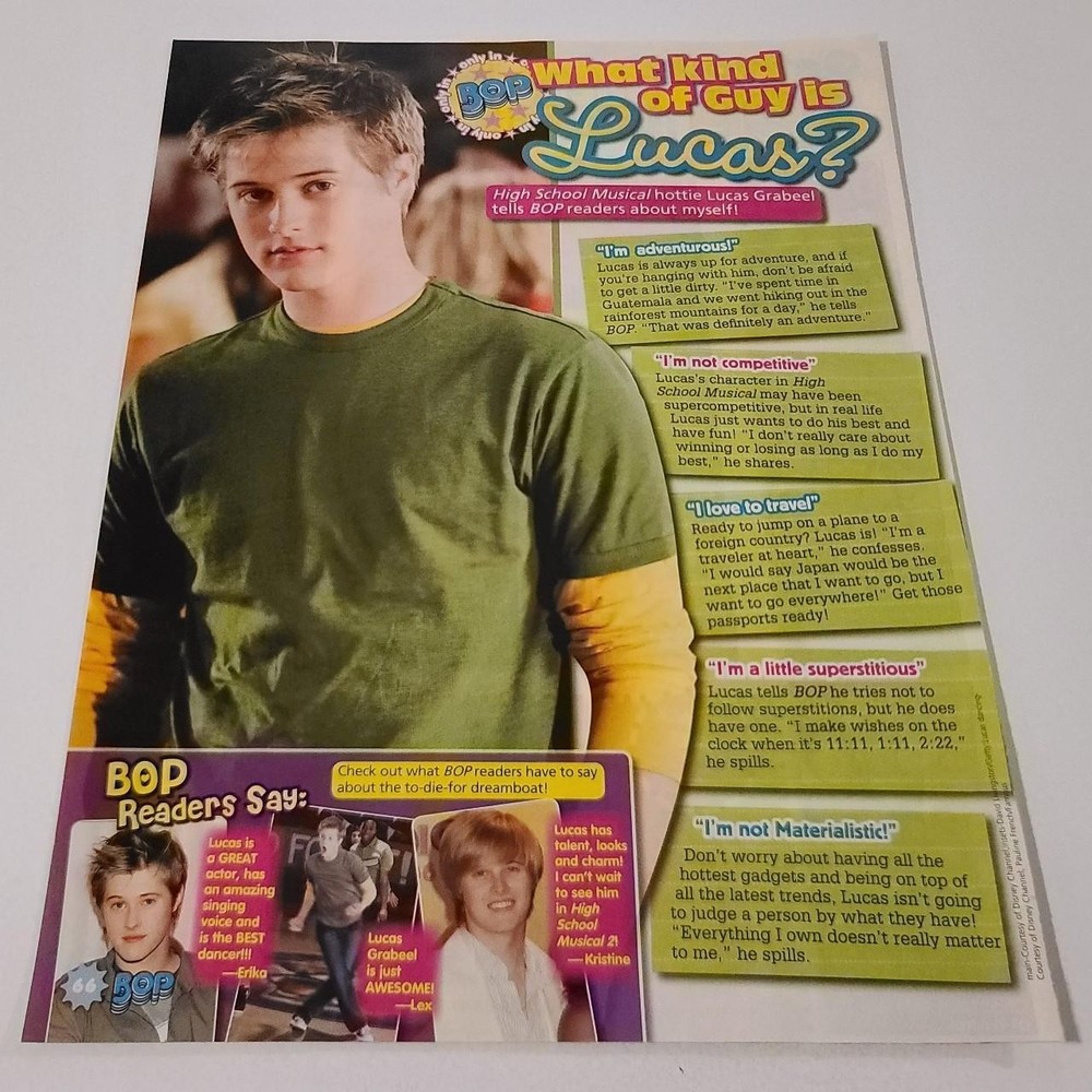 Lucas Grabeel 1 Page Article/Clipping