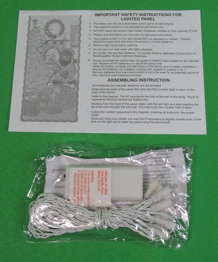 Lighted Door Panel One Santa Clause Panel and 10 LED String Lights Holiday Style