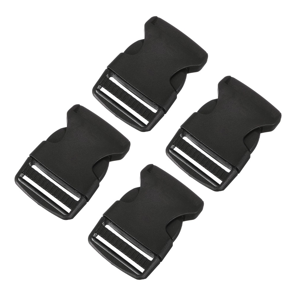 4Pcs 1-1/2" Plastic Dual Adjustable Side Release Buckle for Backpack Strap Black