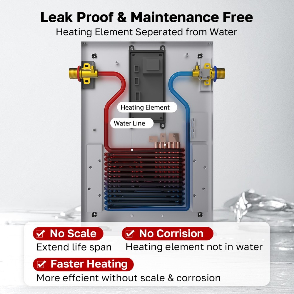 Tankless Electric Water Heater 14kW 18kW 27kW Compact for Whole House 1-3 Shower