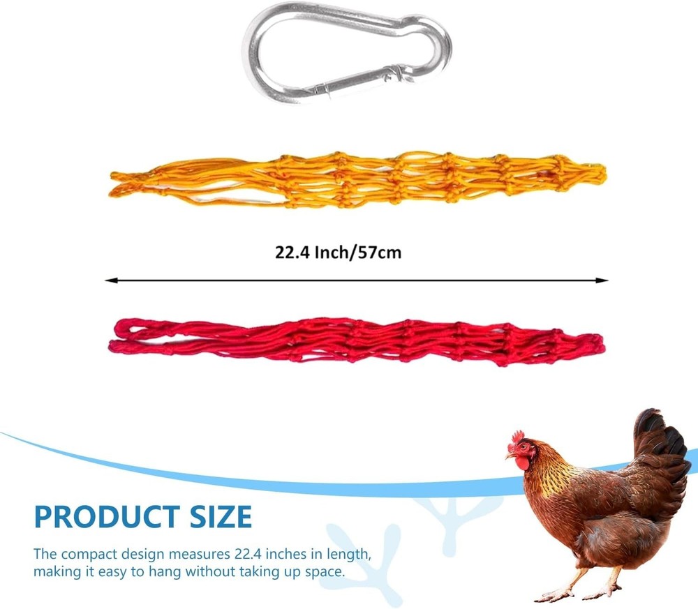 Chicken Vegetable String Bag, Hanging Feeder Toy Vegetable Rack w/Hook (4 Set)