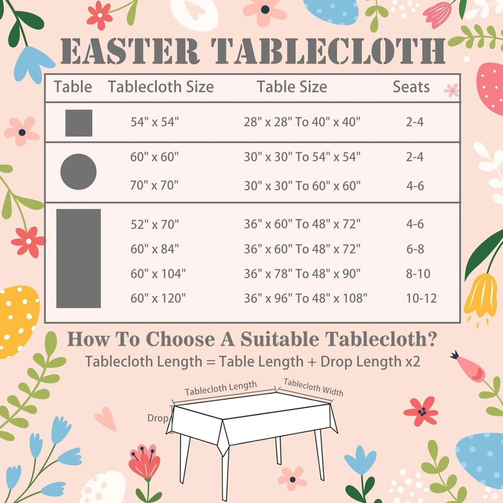 Hexagram Easter Tablecloth 60 x 120 Inch, Easter Table Cloth Rectangle Bunny ...