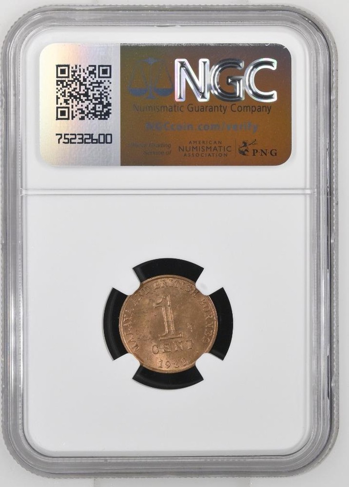 Malaya 1 Cent 1962 NGC MS 64 RB