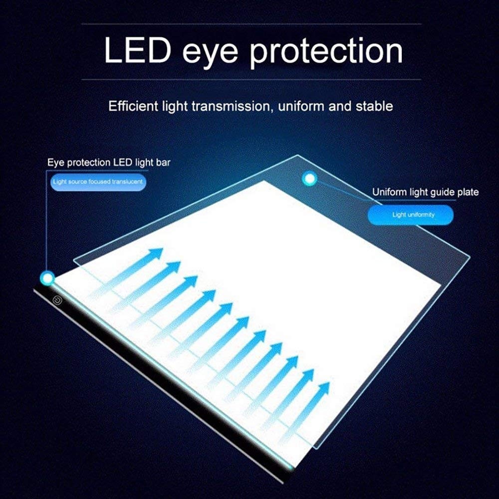 Ultra-Thin Portable A4 LED Light Box Tracer w/USB Cable Dimmable white
