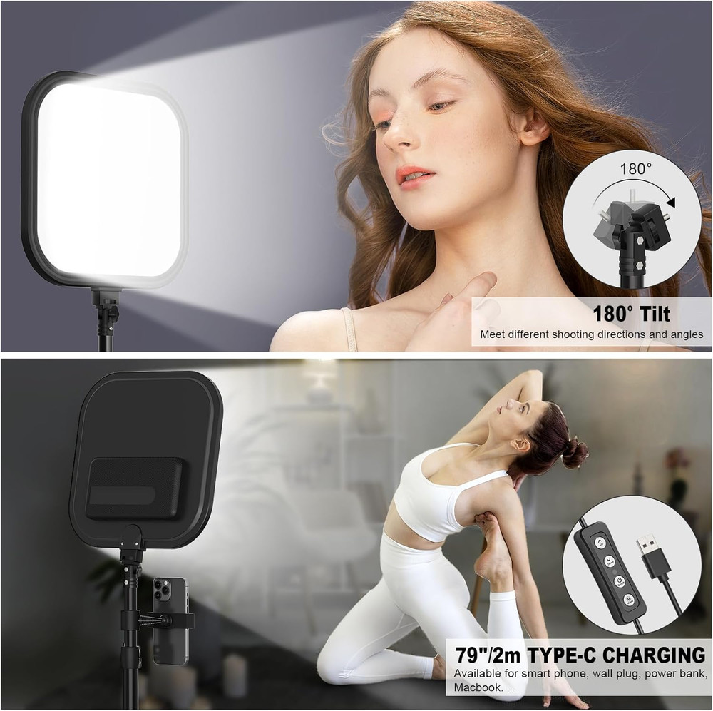 2Pack LED Video Light Kit, 15W Photography Lighting Kit, 78" Dimmable Studio Li