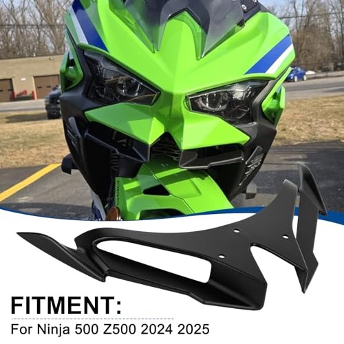 Ninja500 Motorcycle Front Fairing Winglet - Spoiler Fixed Wing Kit Beak Black