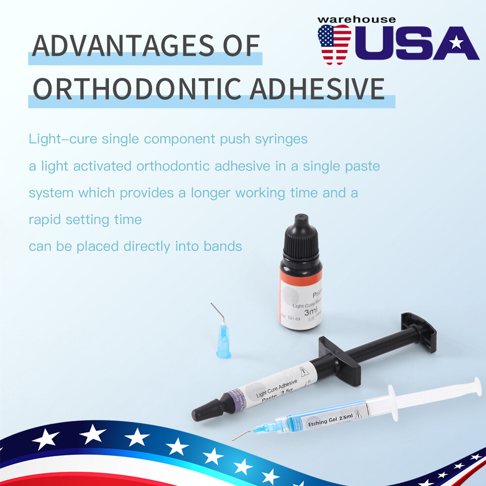 Dental Orthodontic Bonding System Light Cure Bracket Primer & Adhesive Brush Kit