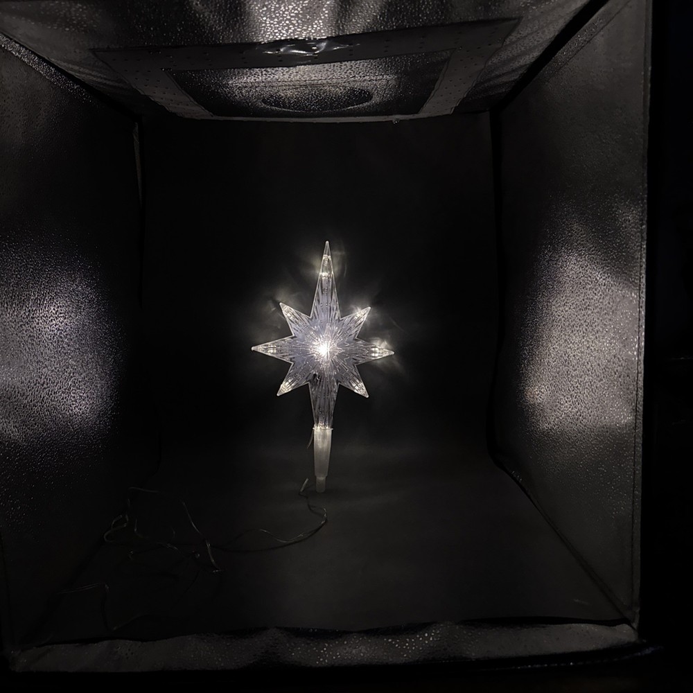 Christmas Tree Topper 13”Plastic Star with Warm White Lights
