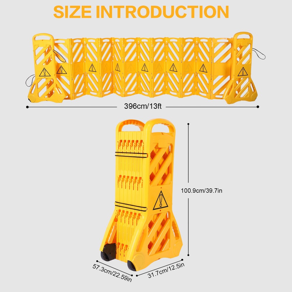 Extendable Safety Barriers 13 Foot Expandable Mobile Barricade System Folding