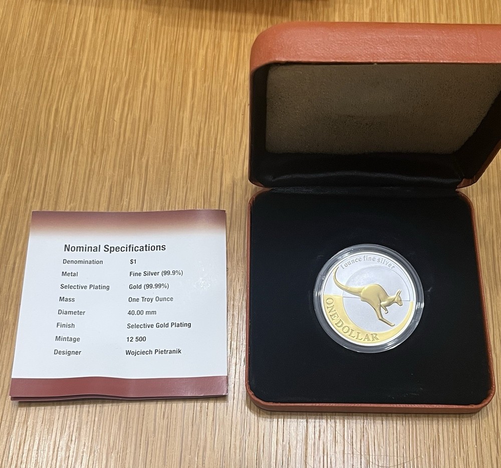2004 $1 Australia Gold Plated Silver Kangaroo