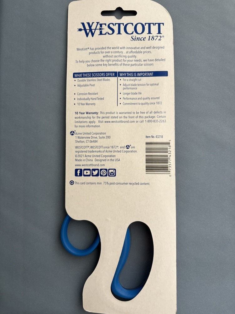 WESTCOTT LIGHT ALL PURPOSE 8" SCISSORS