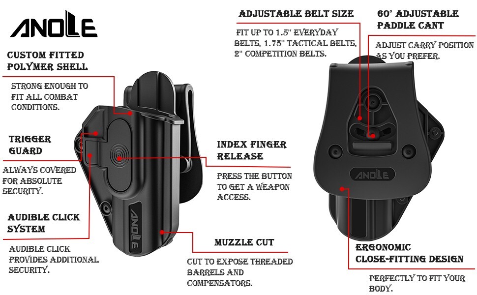 ANOLE Level 2 OWB Paddle Holster Fits Ruger Max 9 Springfield hellcat Multi Guns