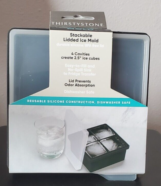 Thirstystone by Cambridge Large 4-Cube Silicone Ice Mold Creates 2.5" Cubes B5