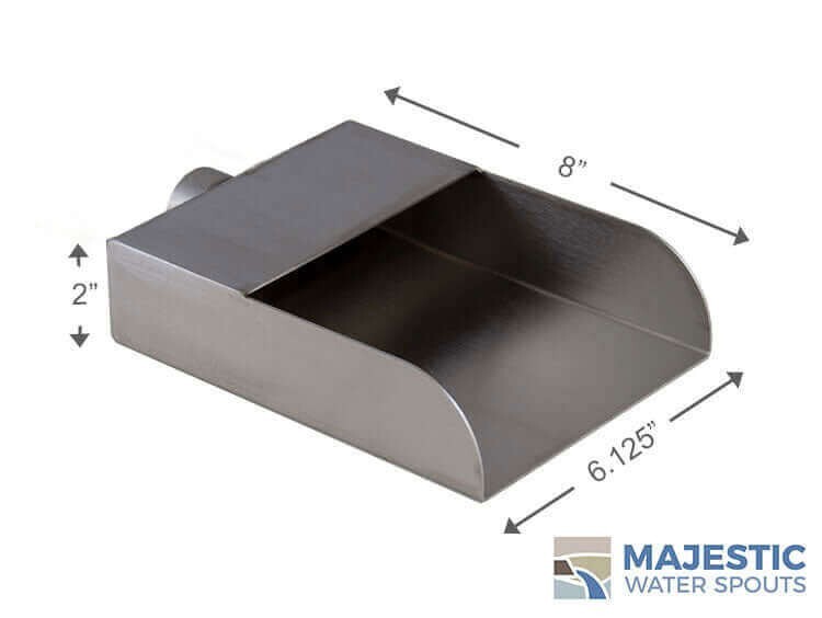 MOSEGI 6” RECTANGULAR WATER FOUNTAIN SPOUT/SCUPPER - STAINLESS STEEL