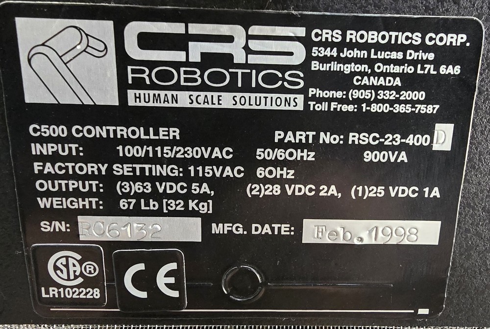 CRS ROBOTICS A465 CONTROLLER FOR ROBOTS