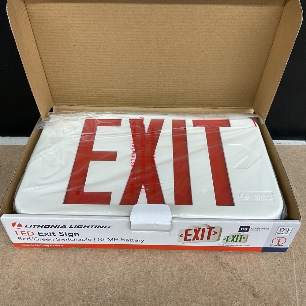 Lithonia Lighting Exit Sign Red or Green Single/Double-Faced Wall/Ceiling Mount