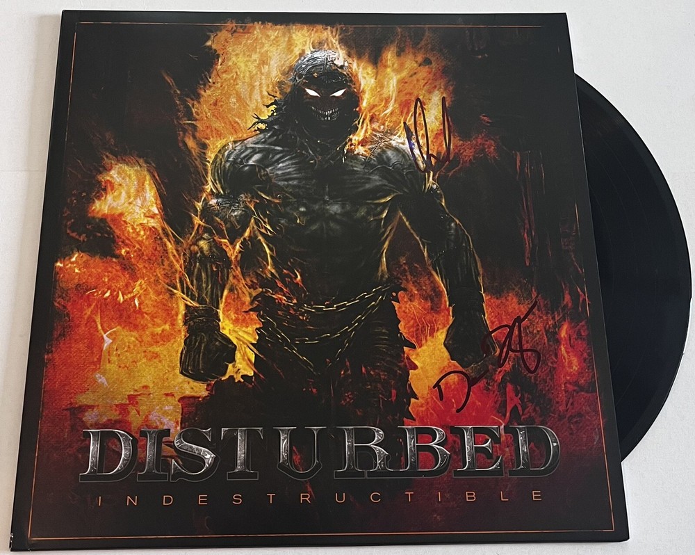 DAVID DRAIMAN DAN DONEGAN SIGNED DISTURBED INDESTRUCTABLE LP VINYL RECORD JSA