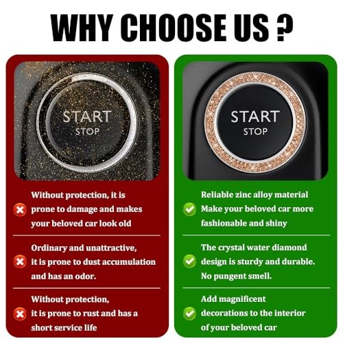 Car Engine Start Stop Decoration Ring, Car Engine Start Button 1PCS Peach