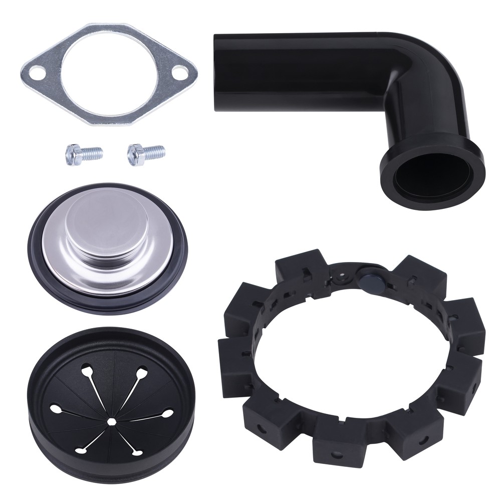 Eco Logic 3/4 HP Continuous Feed Garbage Disposal, Black Sink Flange & Stopper