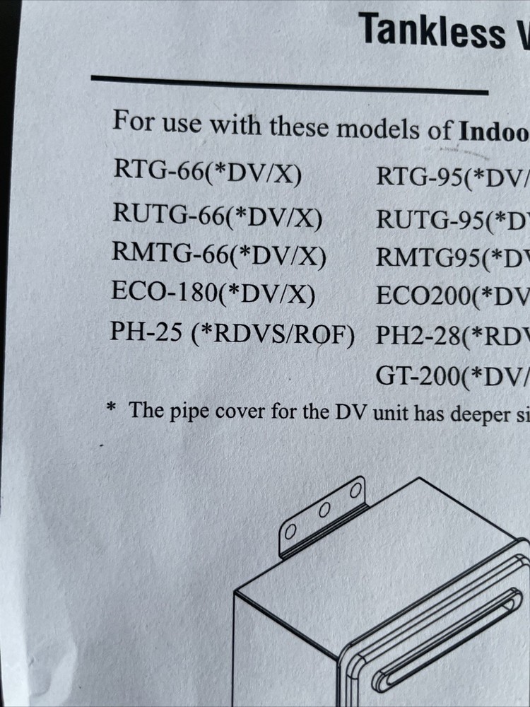 Rheem RTG20217XG Tankless Water Heater Pipe Cover Kit. FREE SHIPPING