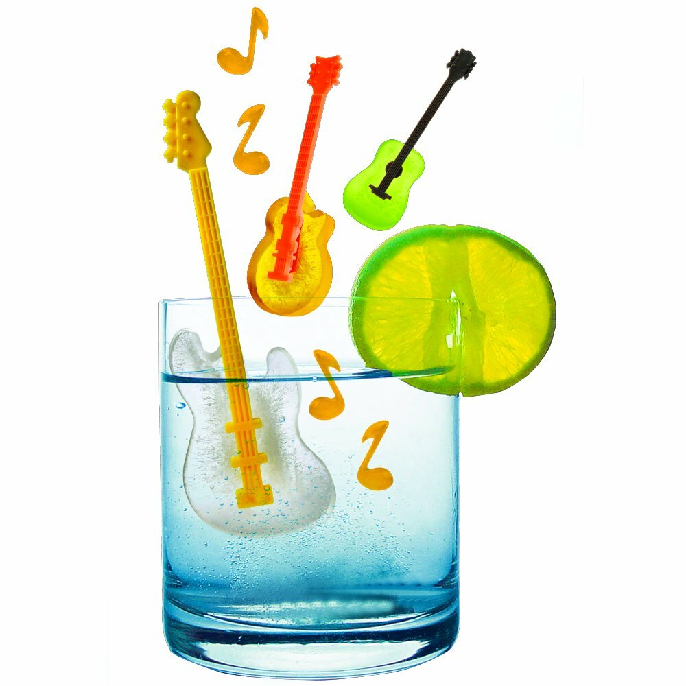Guitars Ice Cube Trays 2 Pack Cool Jams Swizzle Stick Makes Drinks Protocol New
