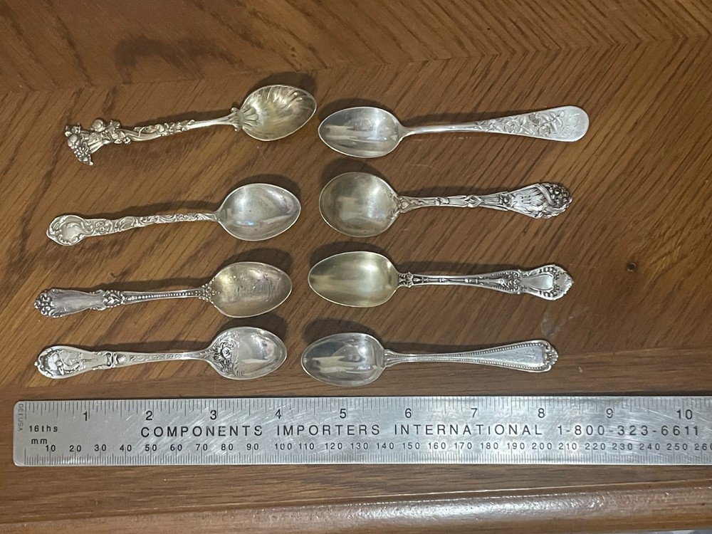 8 Antique Sterling Silver Demitasse Spoons 73 grams