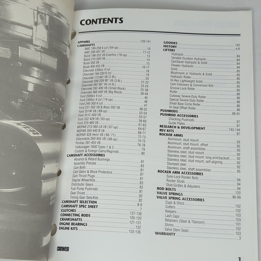 Crower Master Catalog #86501 from 1996-97