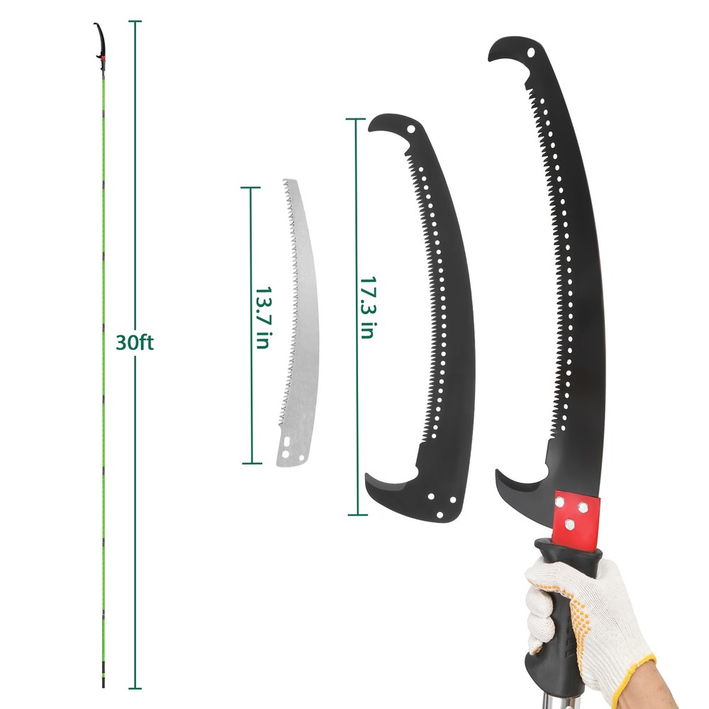 30ft Manual Pole Saw, Lightweight Tree Trimmers Long Handle Pruner Set