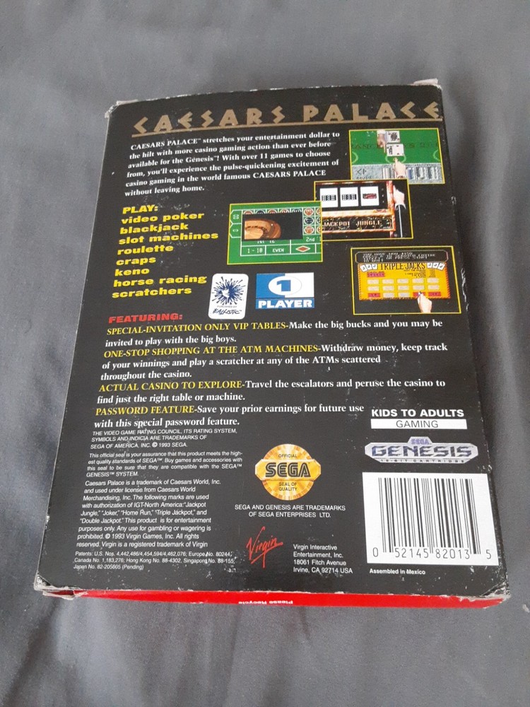 Caesars palace Sega Genesis Original Used Empty cardboard BOX only