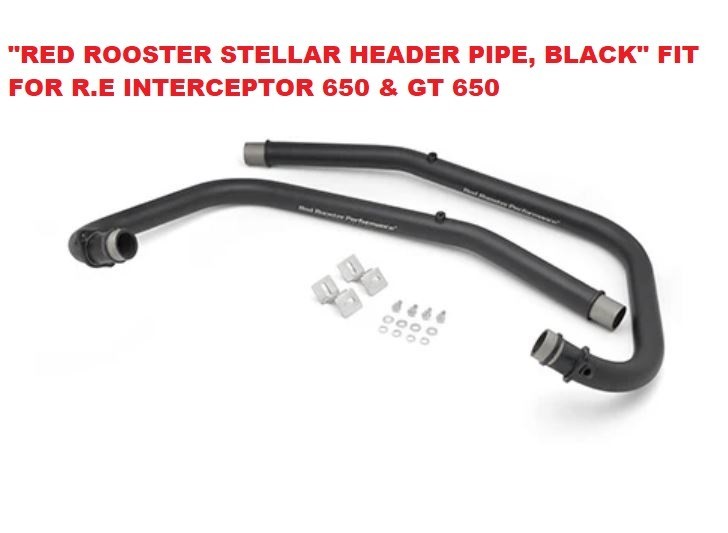 RED ROOSTER STELLAR HEADER PIPE, BLACK FIT FOR R.E INTERCEPTOR 650 & GT 650