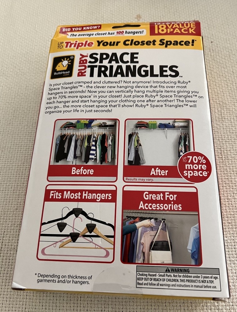 Ruby Space Triangles 18 Value Pack - Up To Triple Your Closet Space