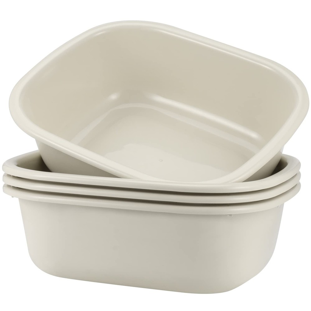 4 Pack 13L Plastic Wash Basin, 14 Quart Plastic Commercial Bus , Rectangular ...