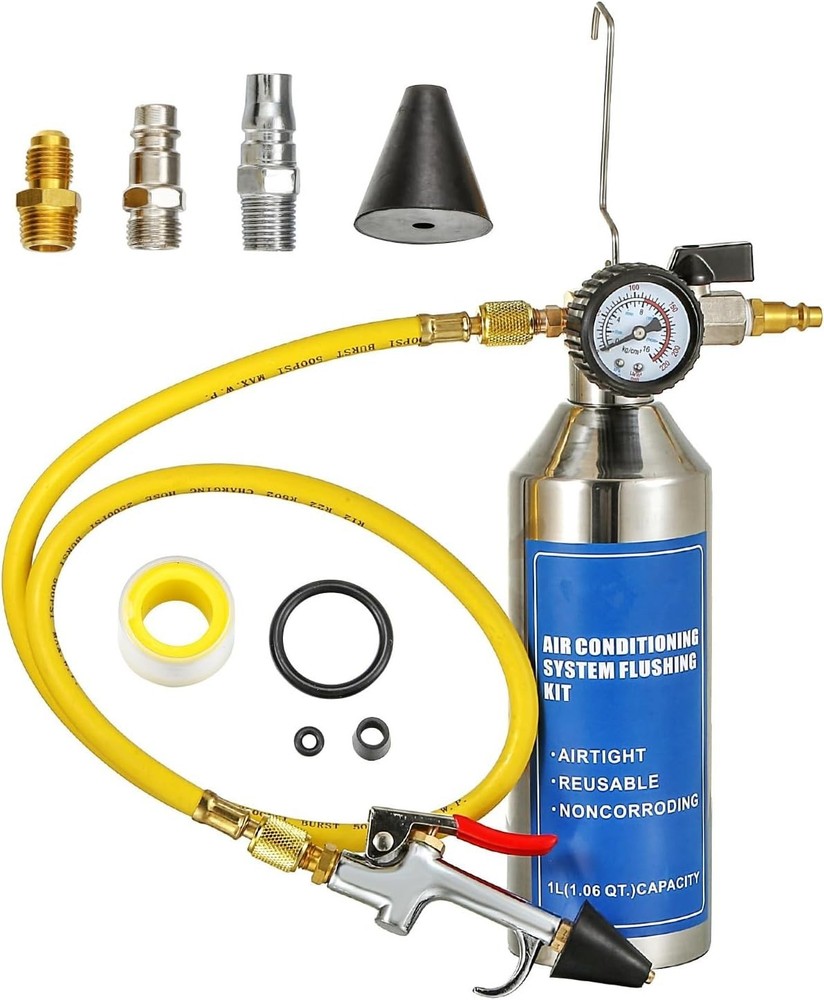 AC Flush Kit, Automotive Home HVAC Flush Tool, Thickened Stainless Steel Caniste
