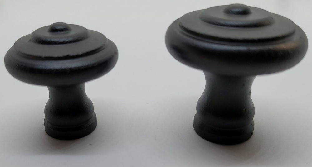 Small CAST IRON ROUND Knob pull handle black mid century modern antique retro