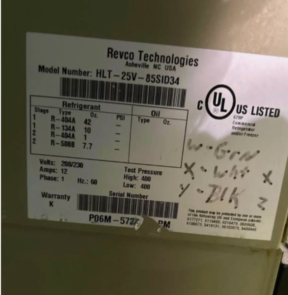 REVCO COMPARTMENTALIZED FREEZER MODEL NUMBER HLT-25V-85SID34
