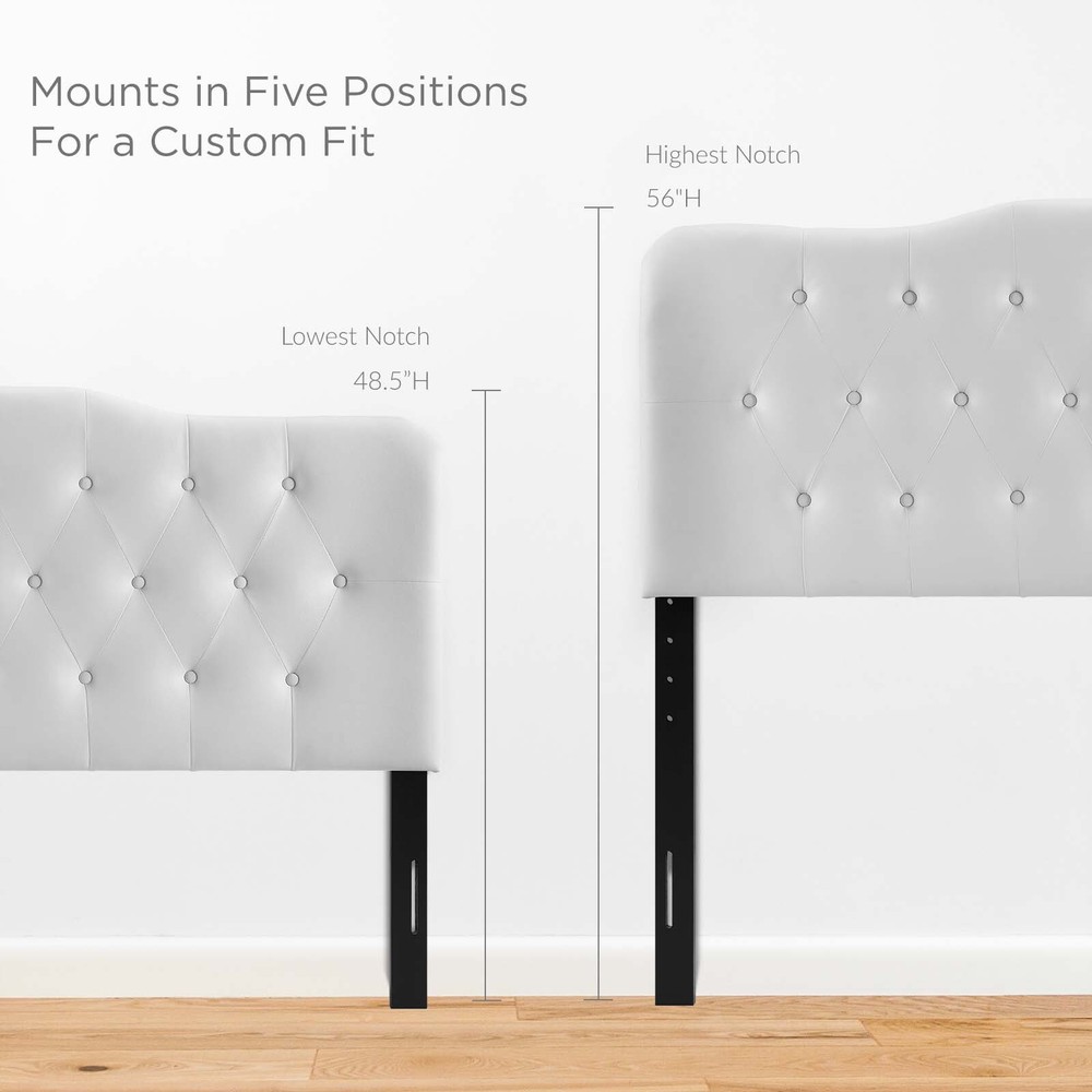 Modway Annabel Tufted Button Vegan Leather Upholstered Full Headboard in White