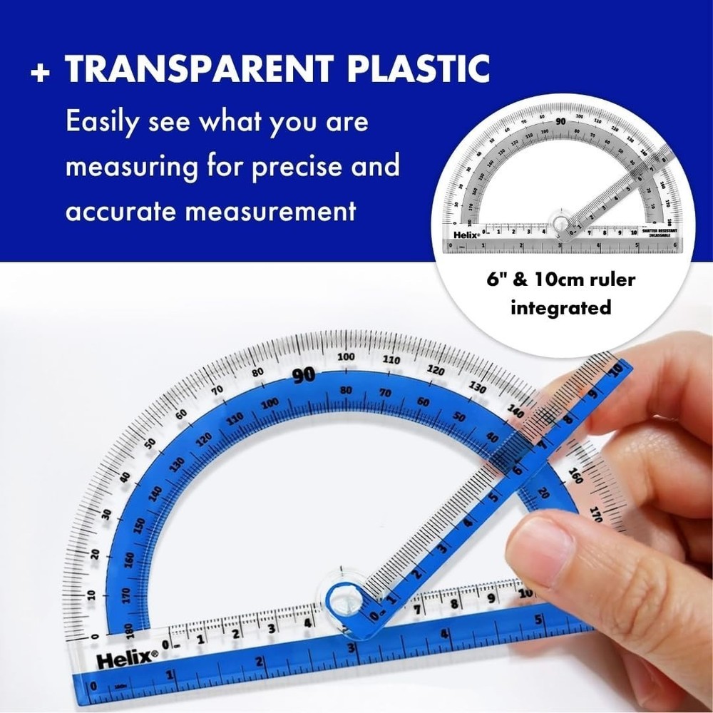 Lightweight 180° Protractor with Integrated Ruler - Perfect for Geometry Classes