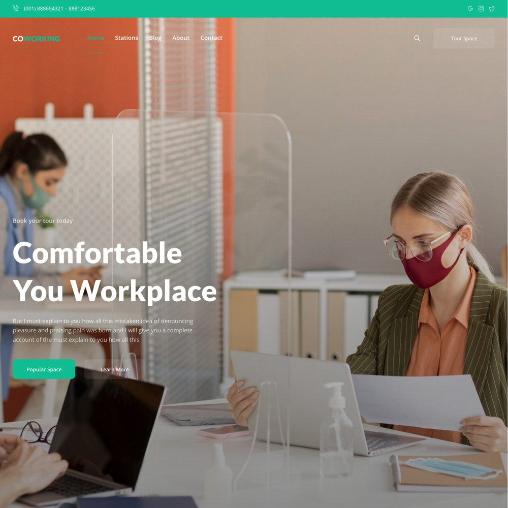 Working Space Website Design with Free VPS Web Hosting and Installation
