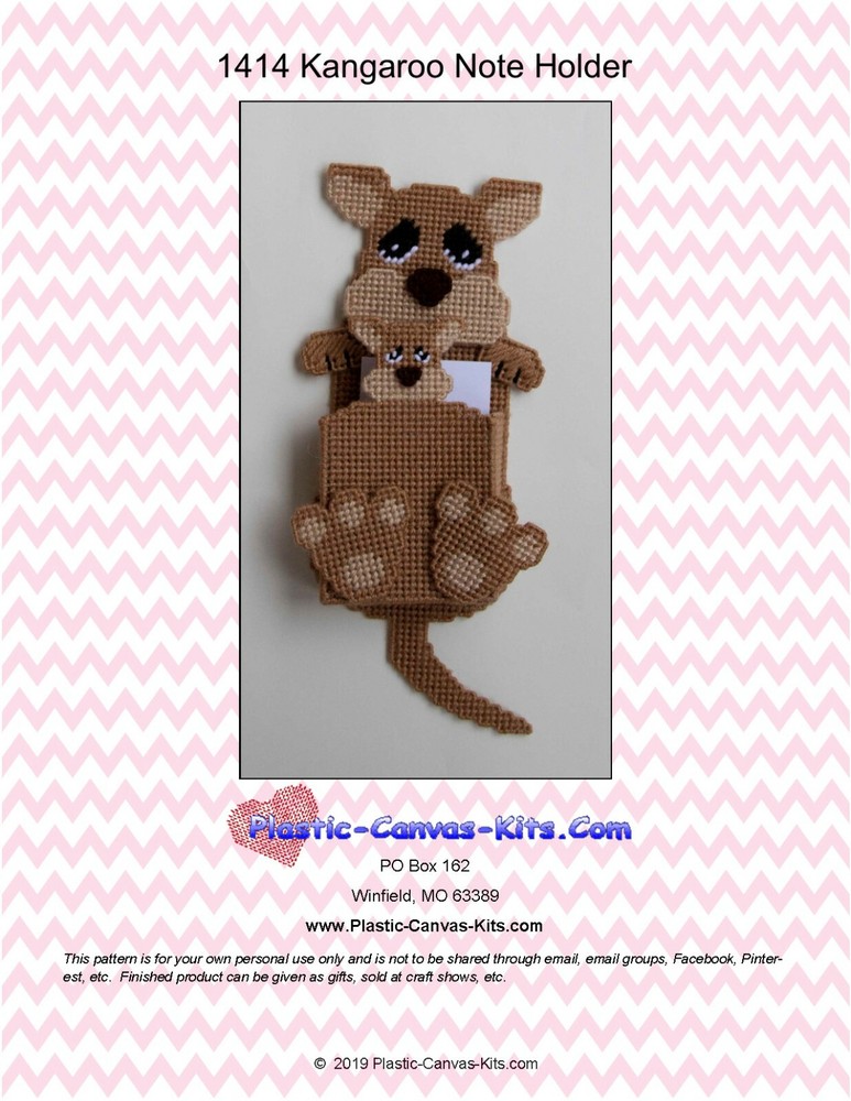 Kangaroo Note Holder-Plastic Canvas Pattern or Kit