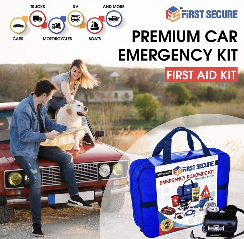 First Secure 90 Piece Emergency Roadside Kit - Defender Series - NEW! FAST!