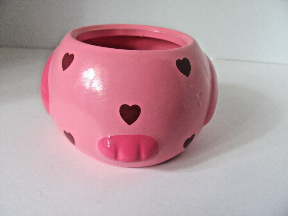 Vintage Bird Planter Small Pink Hearts Rocket Farms